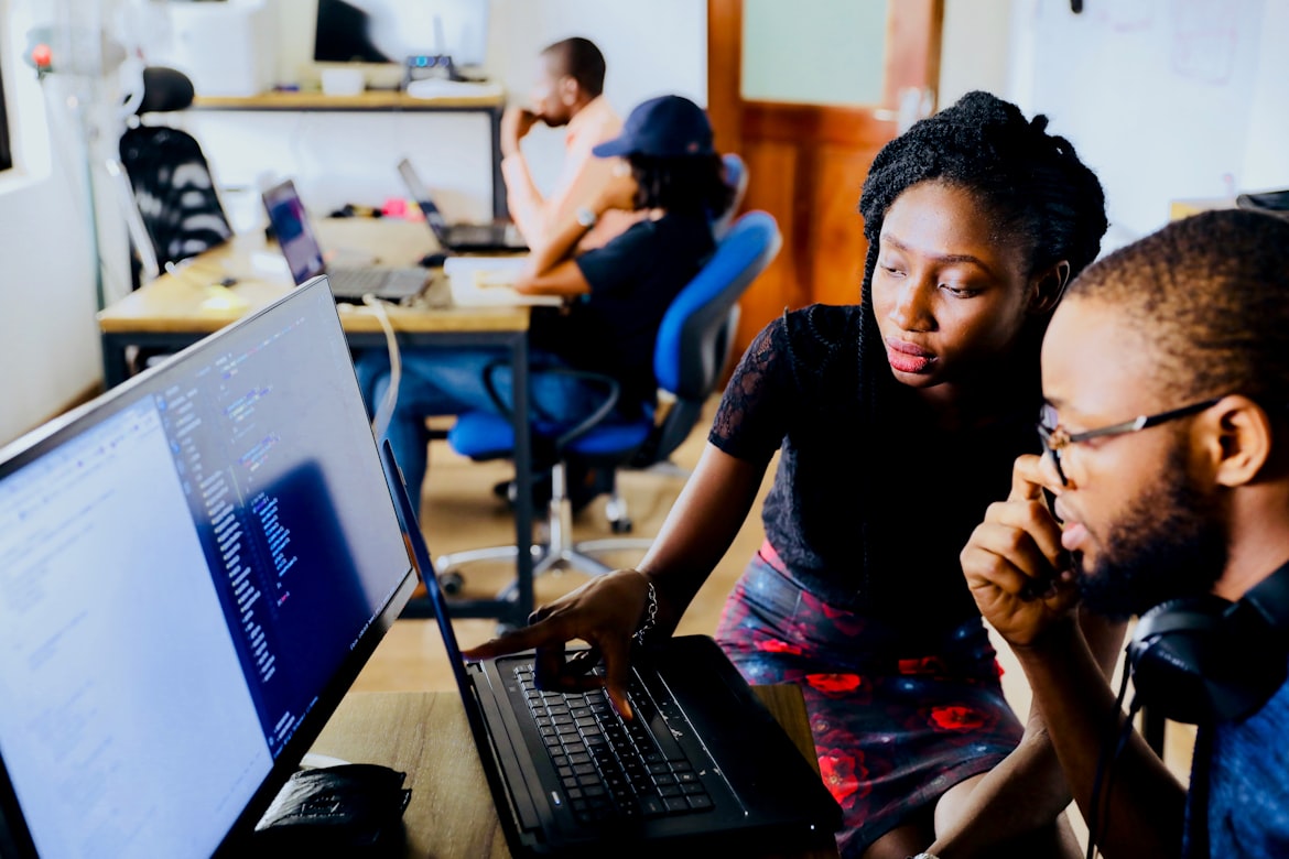 Developers collaborating on innovative software solutions